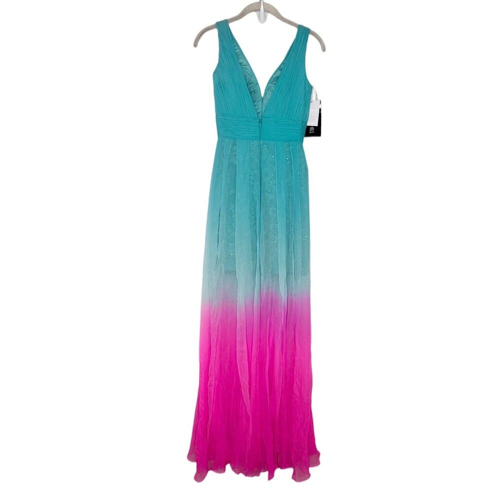 Sherri Hill Ombre Aqua to Pink High-Low Cocktail Dress - Picture 13 of 13